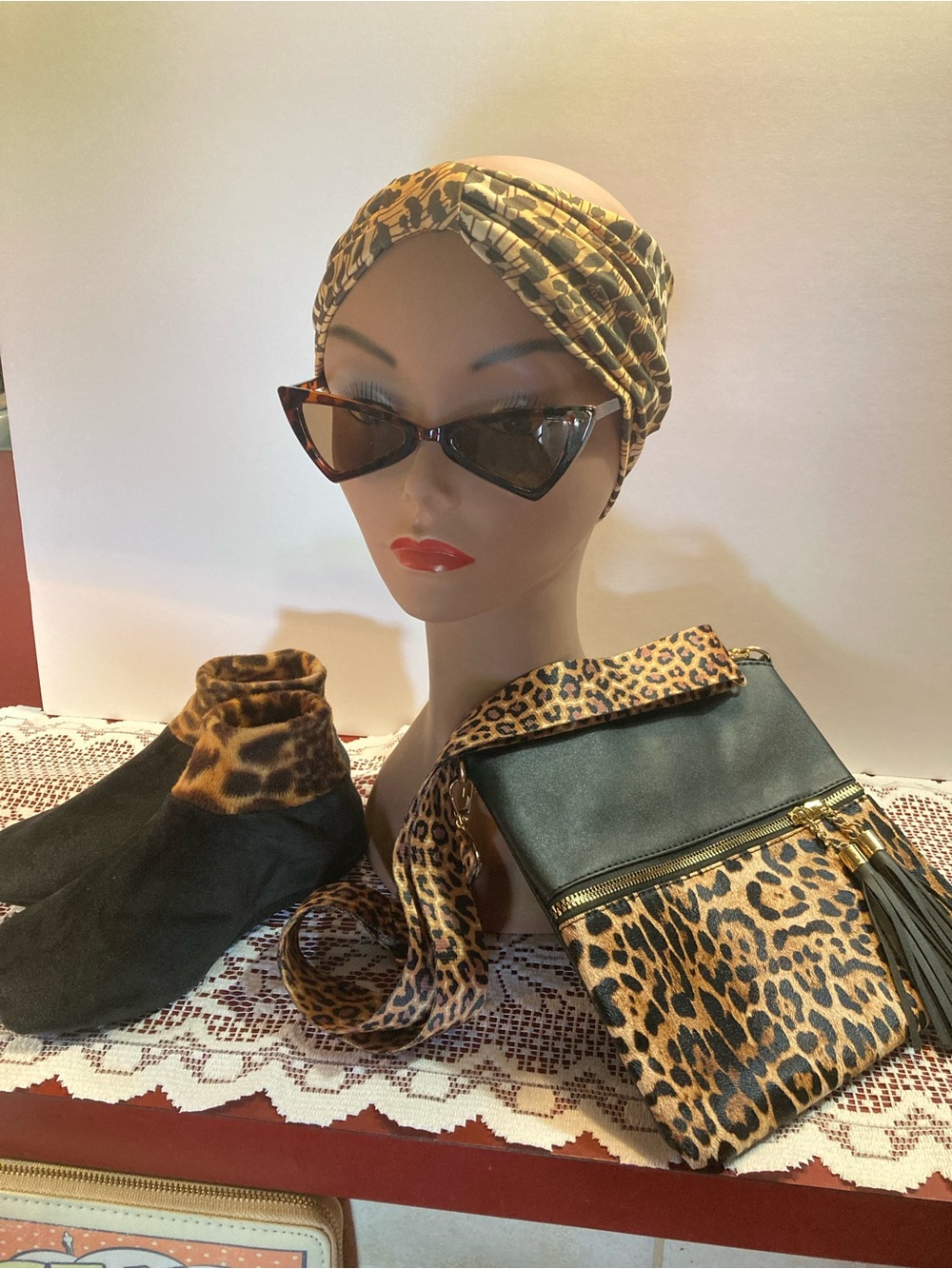 Leopard Print Crossbody Bag with Black Trim